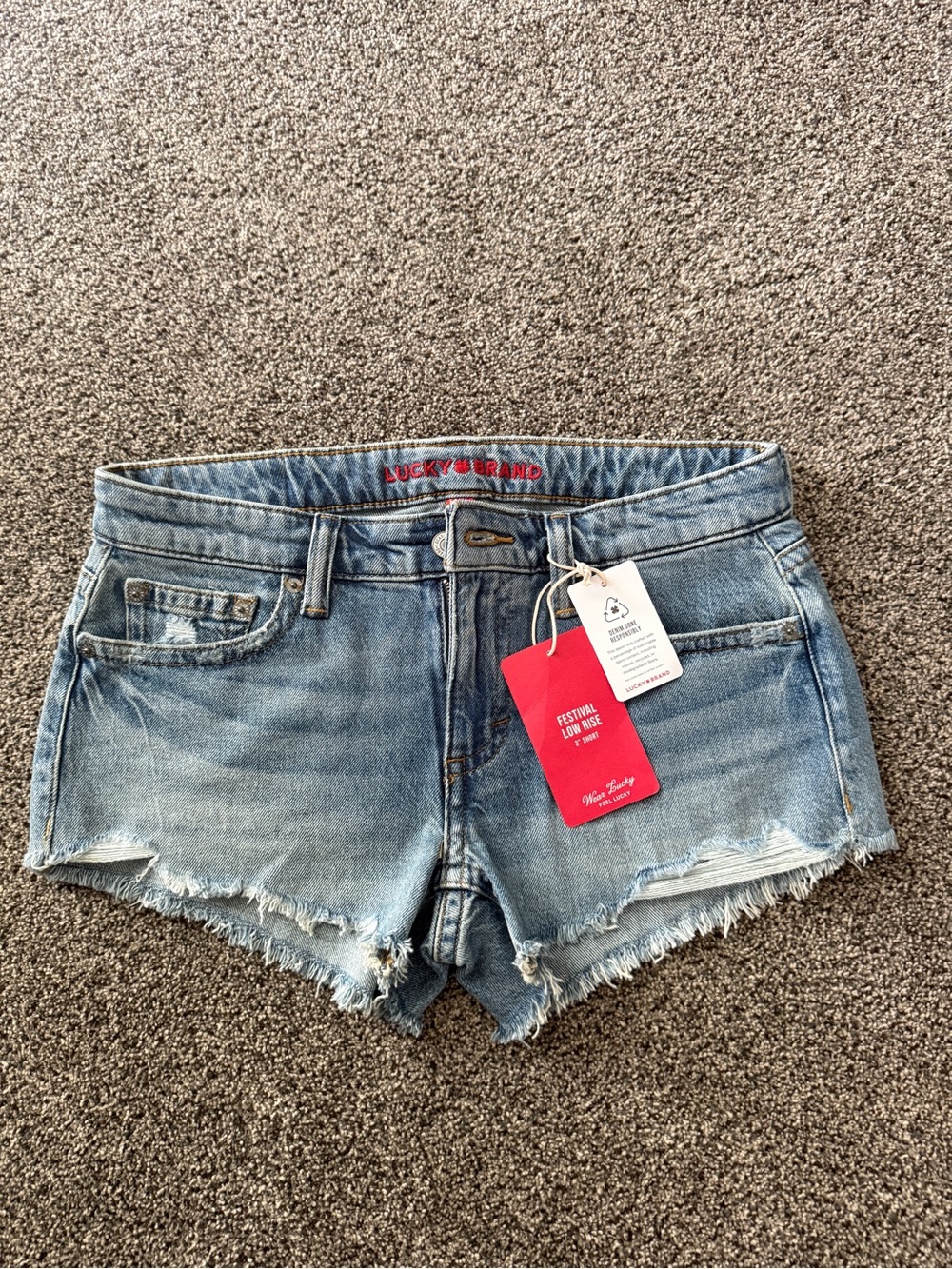 Lucky Brand Light Wash Distressed Denim Cutoff Shorts